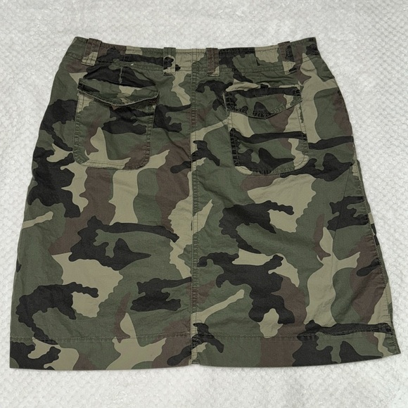 Natural Reflections Camouflage Midi Skirt Green and Brown Pockets Size 10 - Picture 2 of 15